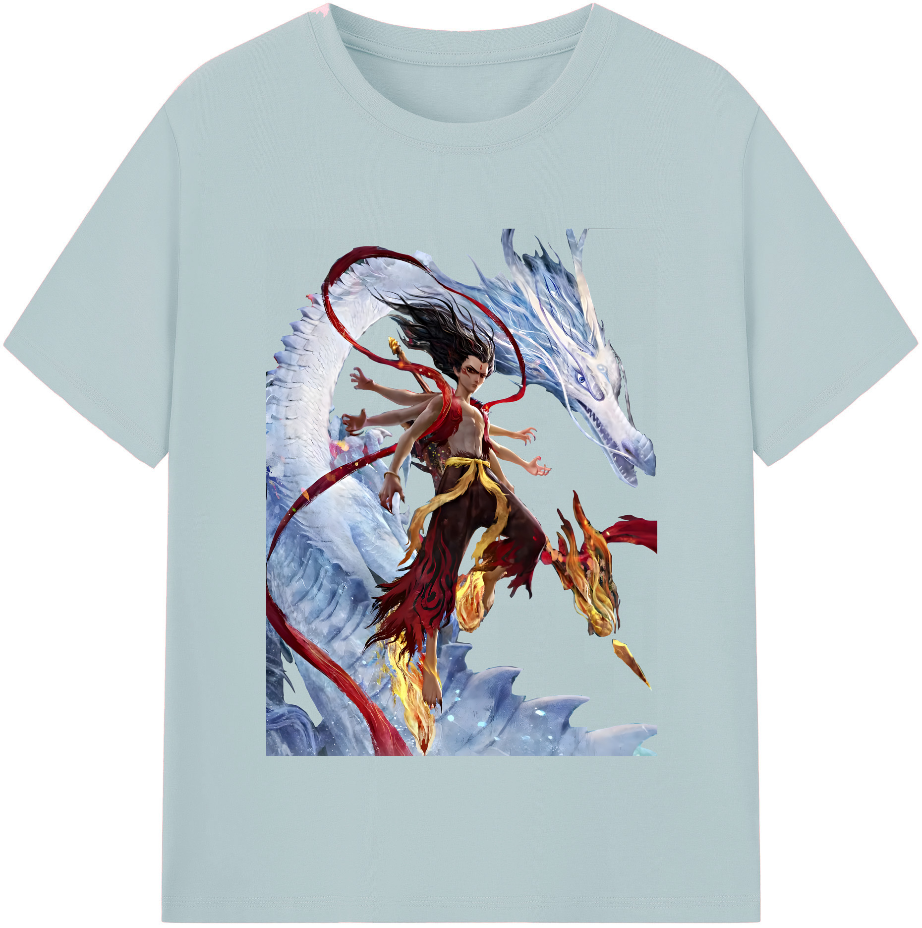 （画像用） Ne Zha 2 ナタ 魔童の大暴れ 綿100％半袖Tシャツ（フロントプリント）